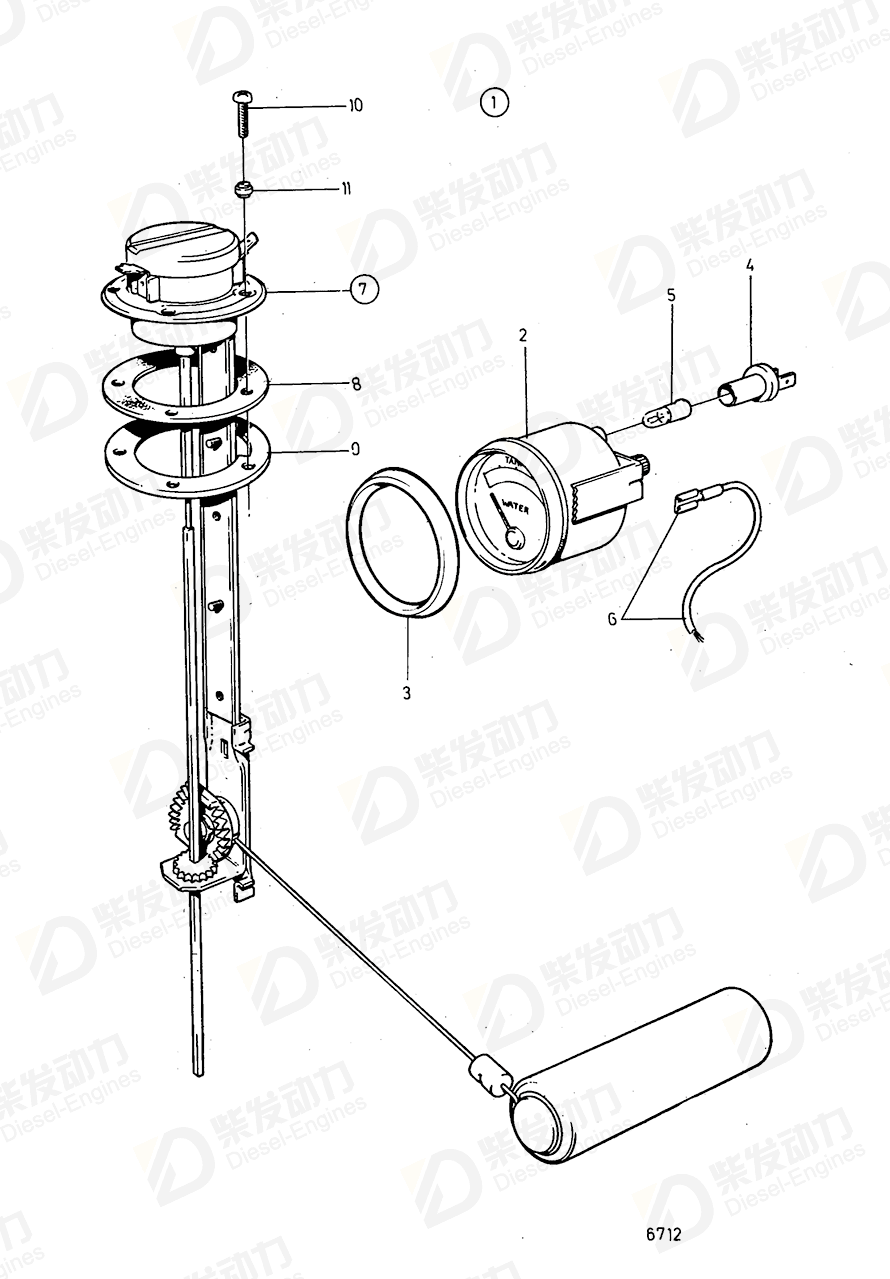 VOLVO Fuel gauge kit 828714 Drawing